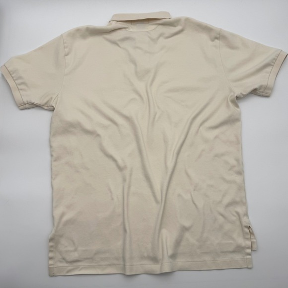 Polo Ralph Lauren Mens Large Cream Pima Cotton Short Sleeve Pony Logo Polo Shirt - Picture 4 of 4